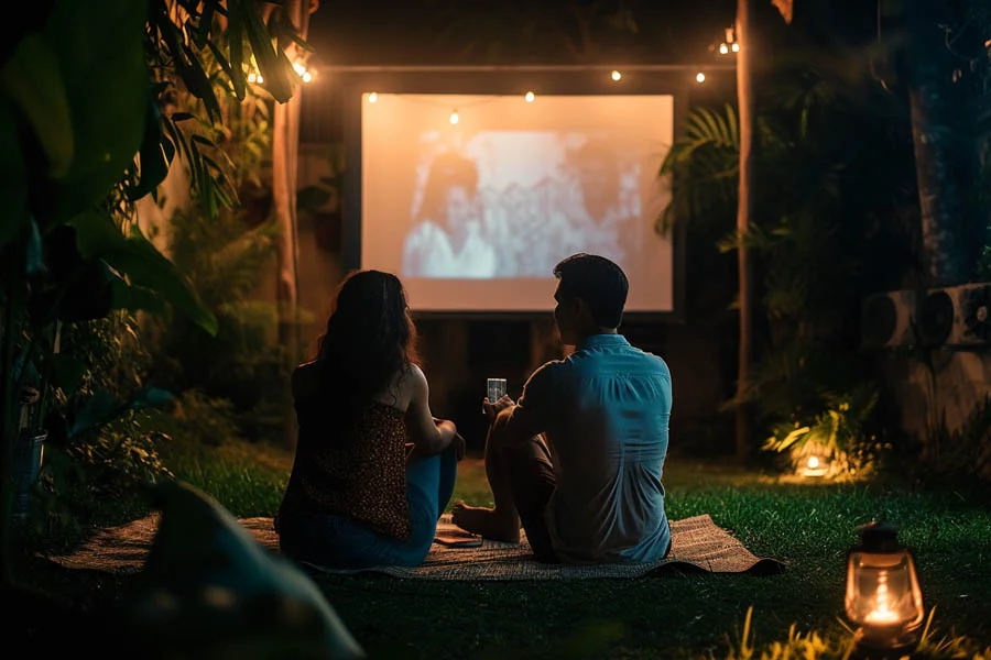 projector tv in living room